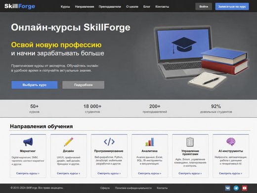 Сайт до обновления: SkillForge: сайт онлайн-школы с курсами