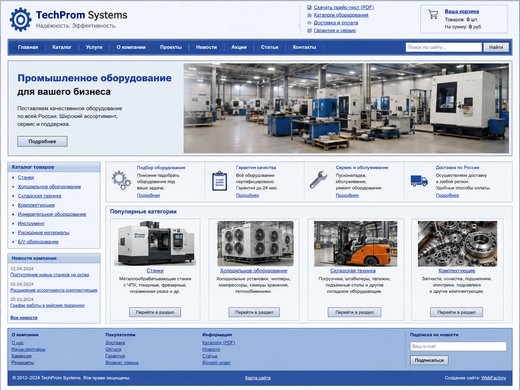 Сайт до обновления: TechProm Systems: B2B-каталог оборудования